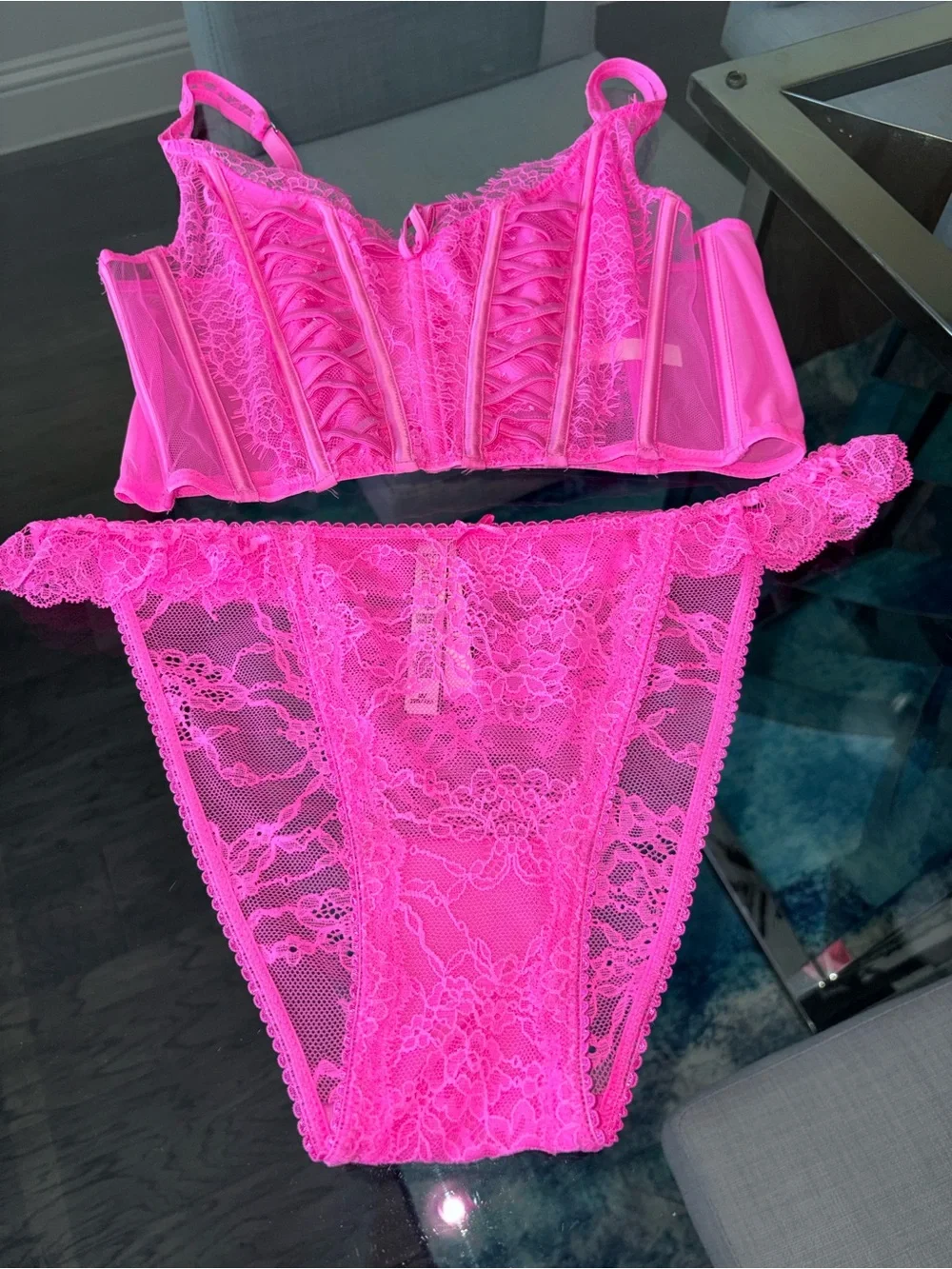 Victoria's Secret Lace Corset Bra & Bikini Set